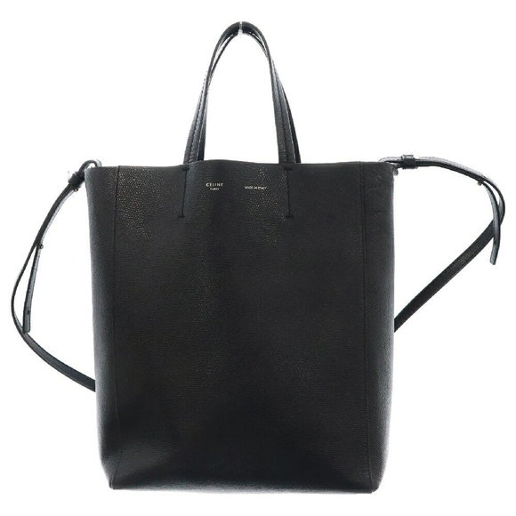 Celine Cabas Vertical Bag Leather Black Sapporo Tote Crossbody - Picture 1 of 5